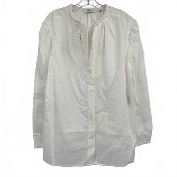 Vince Cream Cotton Blouse V-Neck Puff Sleeve1X Plus